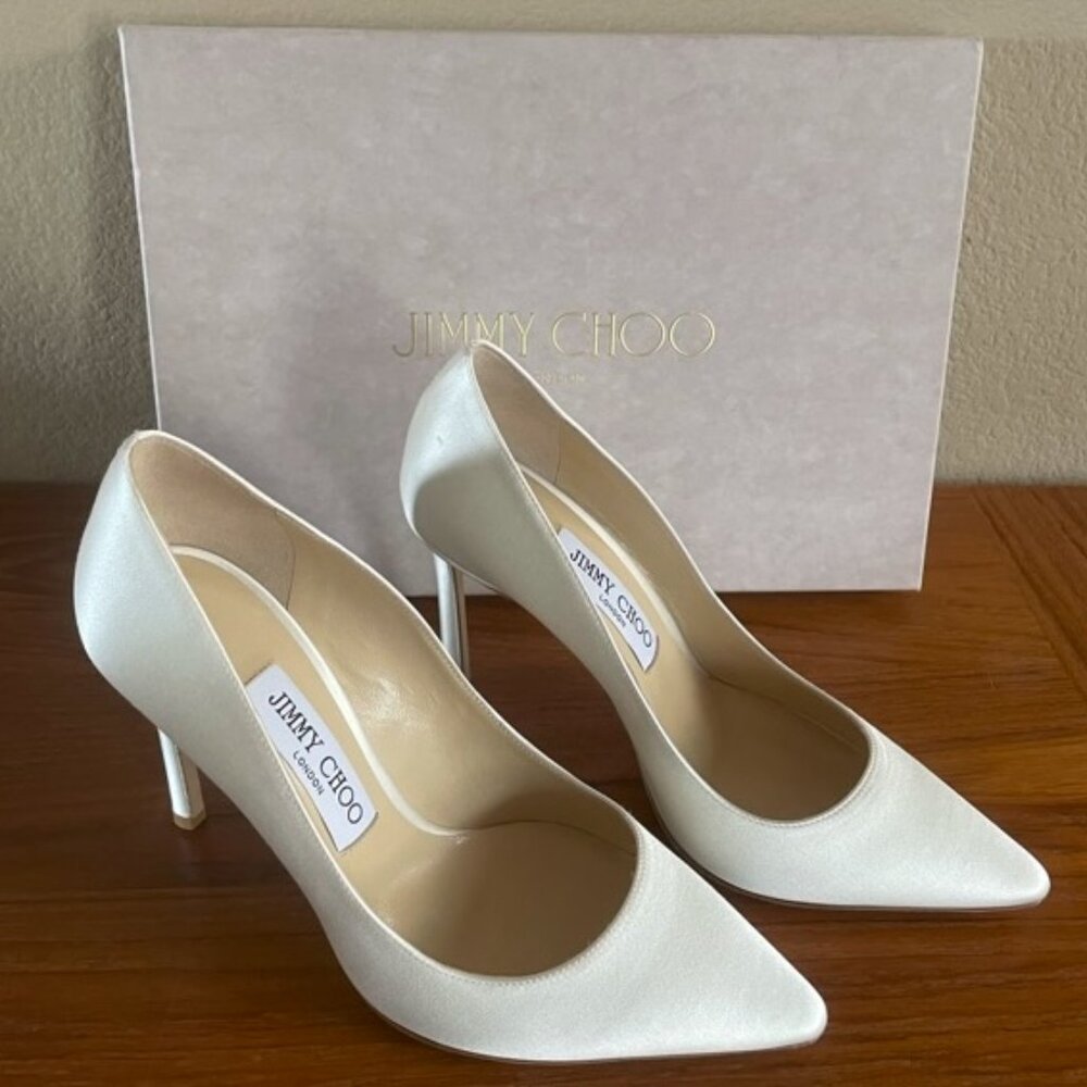 JIMMY CHOO ROMY 100 SATIN IVORY - Picture 15 of 16